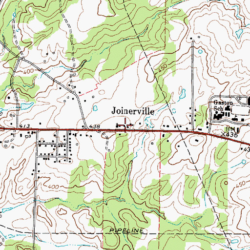Topographic Map of Joinerville, TX