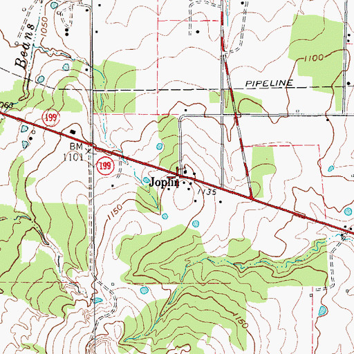 Topographic Map of Joplin, TX