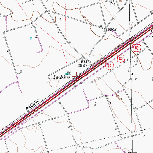 Topographic Map of Judkins, TX