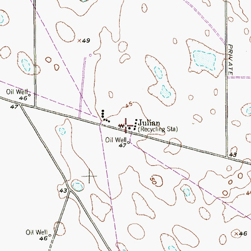 Topographic Map of Julian, TX
