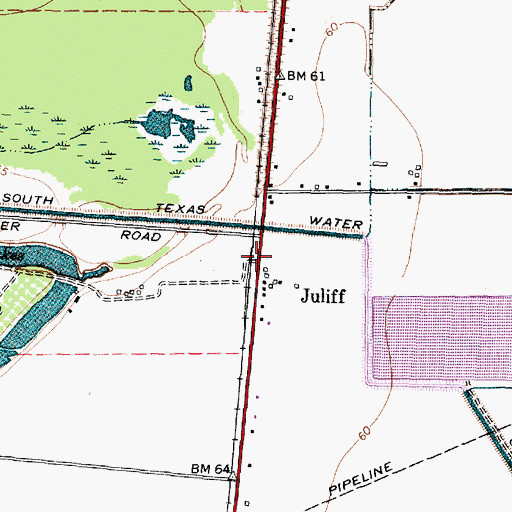 Topographic Map of Juliff, TX