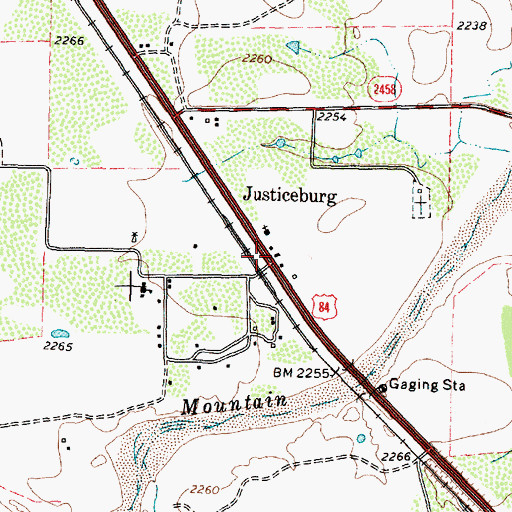 Topographic Map of Justiceburg, TX