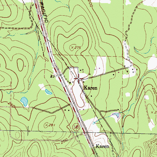 Topographic Map of Karen, TX