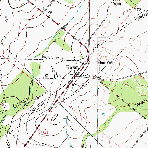Topographic Map of Karon, TX