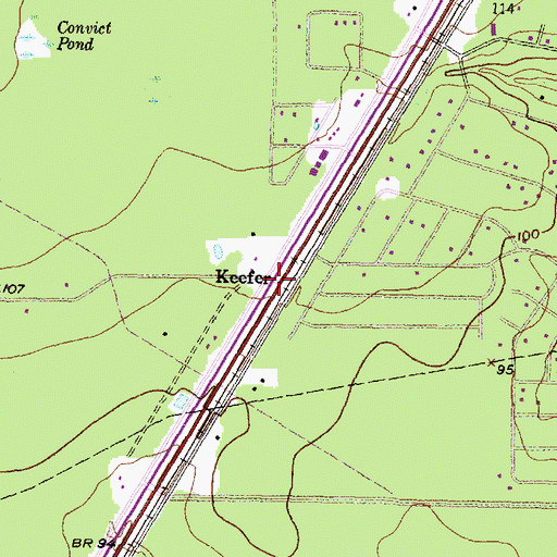 Topographic Map of Keefer, TX