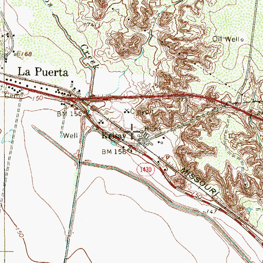 Topographic Map of Kelsay, TX