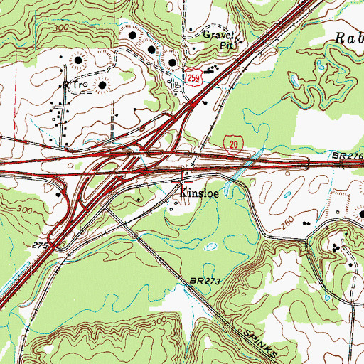 Topographic Map of Kinsloe, TX