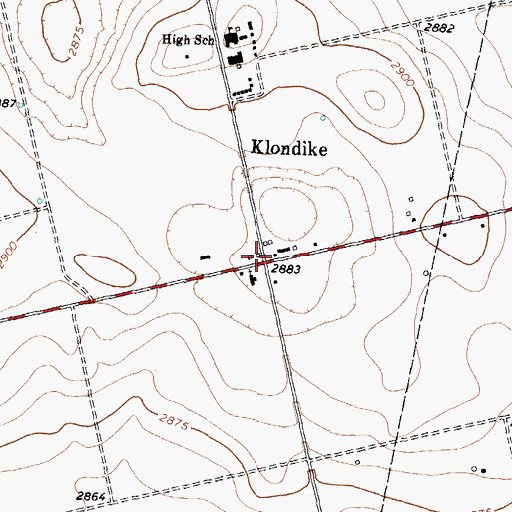 Topographic Map of Klondike, TX