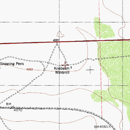 Topographic Map of Kriebaum Place, TX