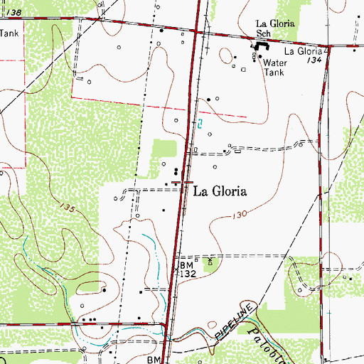Topographic Map of La Gloria, TX