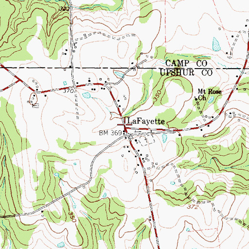 Topographic Map of LaFayette, TX
