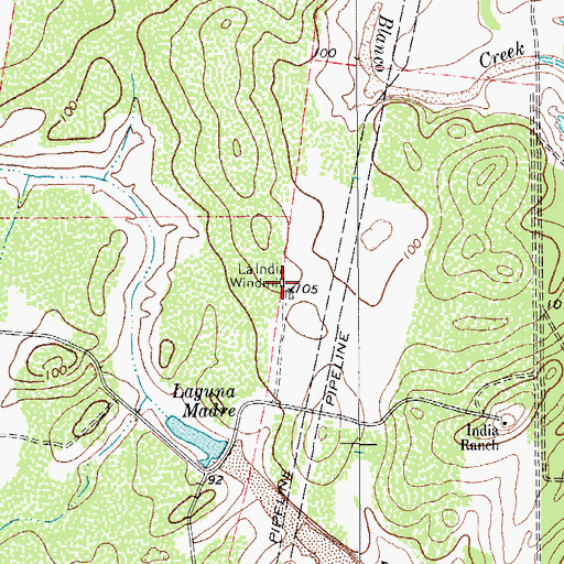 Topographic Map of La India, TX