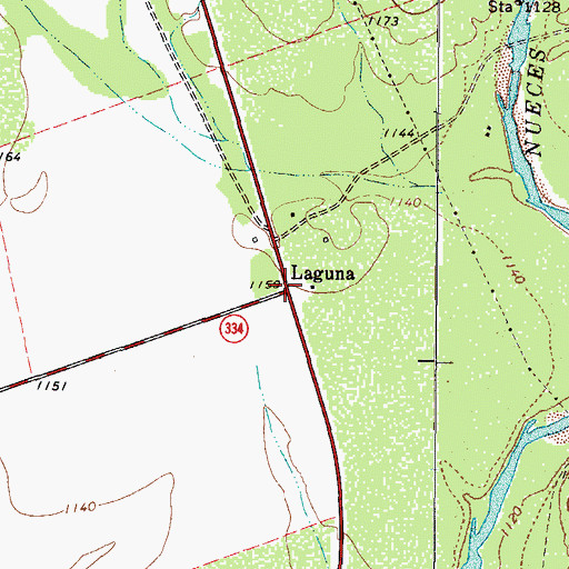 Topographic Map of Laguna, TX