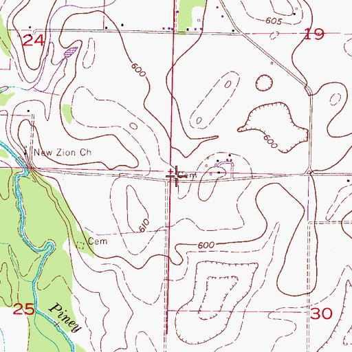 Topographic Map of Houston Cemetery, AL