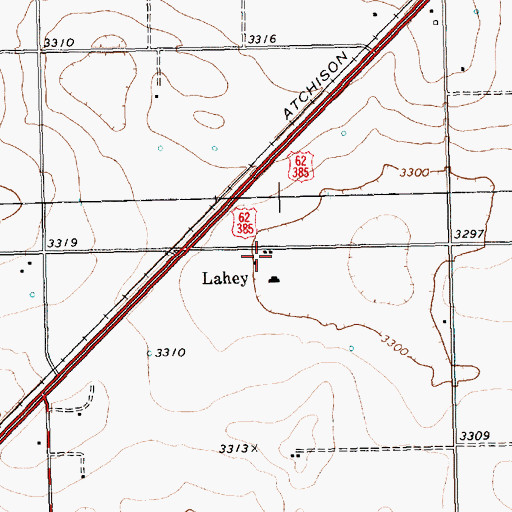 Topographic Map of Lahey, TX