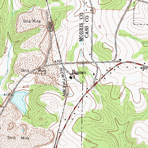 Topographic Map of Laman, TX