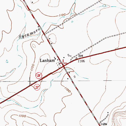 Topographic Map of Lanham, TX