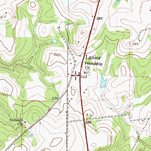 Topographic Map of Lanier, TX