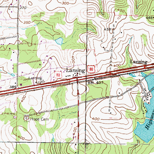 Topographic Map of Lansing, TX