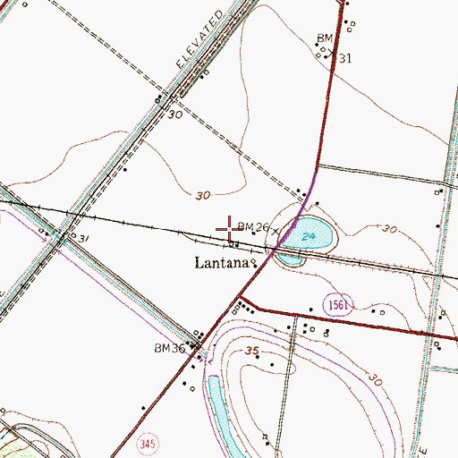 Topographic Map of Lantana, TX