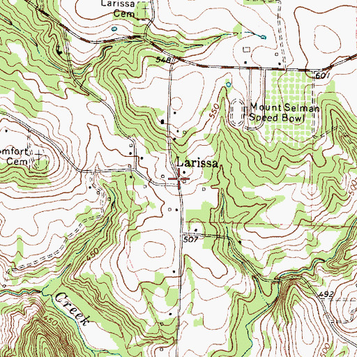 Topographic Map of Larissa, TX
