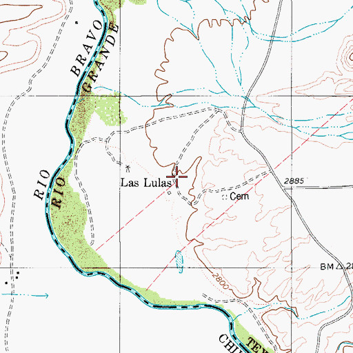 Topographic Map of Las Lulas, TX