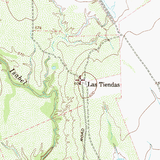 Topographic Map of Las Tiendas, TX