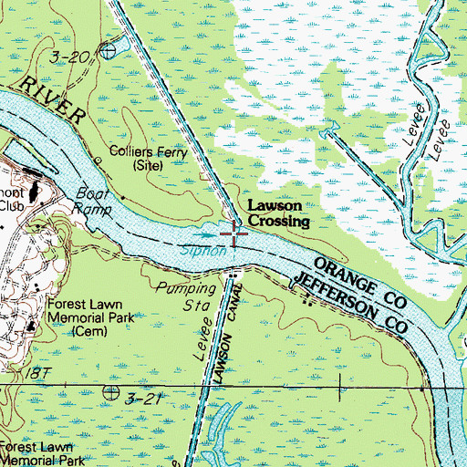 Topographic Map of Lawson Crossing, TX