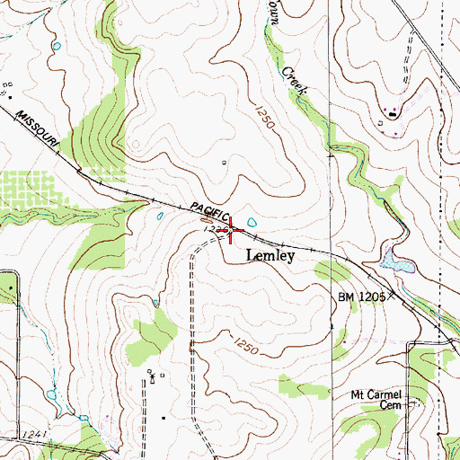 Topographic Map of Lemley, TX