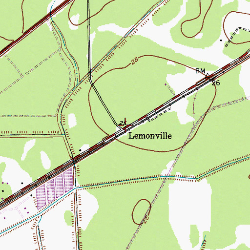 Topographic Map of Lemonville, TX
