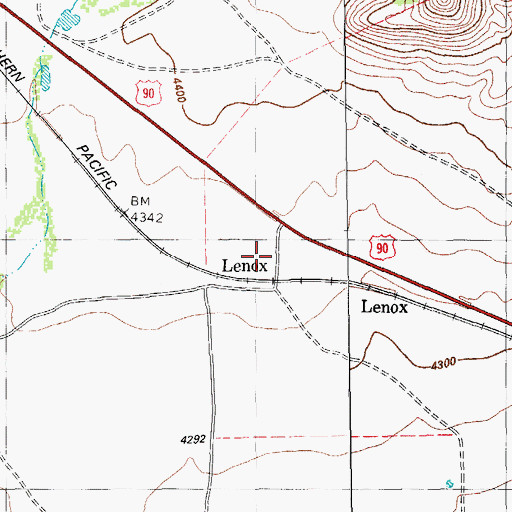 Topographic Map of Lenox, TX