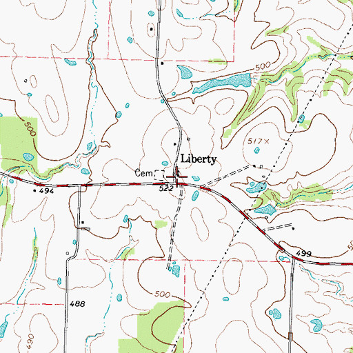 Topographic Map of Liberty, TX