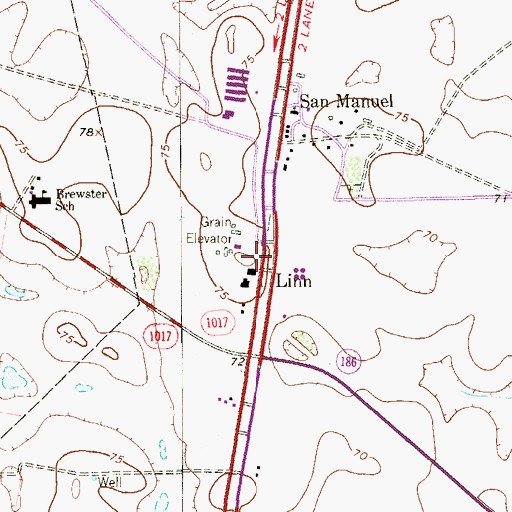 Topographic Map of Linn, TX