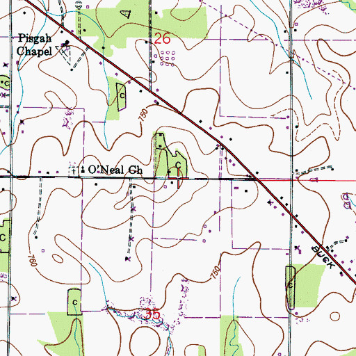 Topographic Map of Johnsons Foundry (historical), AL