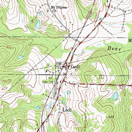 Topographic Map of Lodi, TX