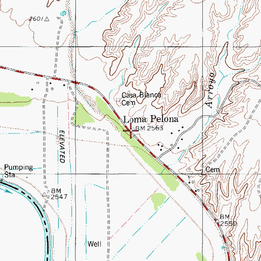 Topographic Map of Loma Pelona, TX