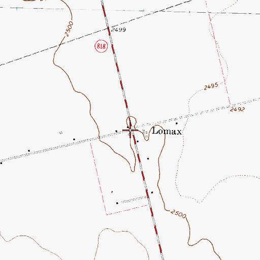 Topographic Map of Lomax, TX