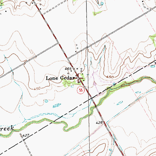 Topographic Map of Lone Cedar, TX