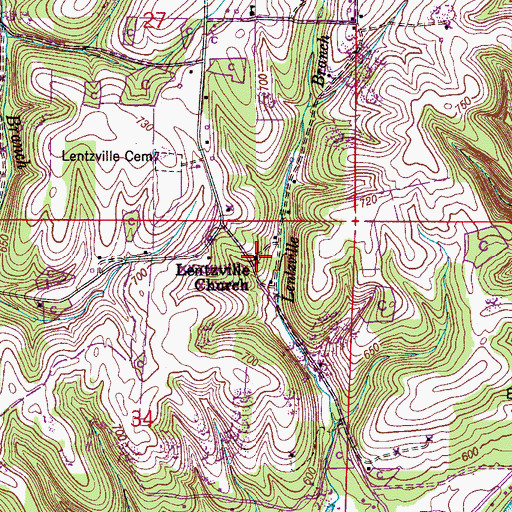 Topographic Map of Lentzville Church (historical), AL