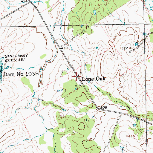 Topographic Map of Lone Oak, TX