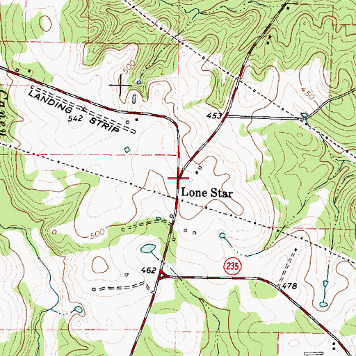 Topographic Map of Lone Star, TX