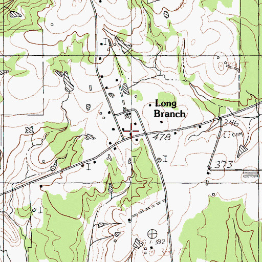 Topographic Map of Long Branch, TX