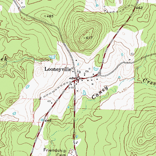 Topographic Map of Looneyville, TX