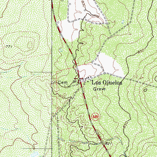 Topographic Map of Los Ojuelos, TX