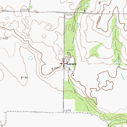 Topographic Map of Lowe, TX