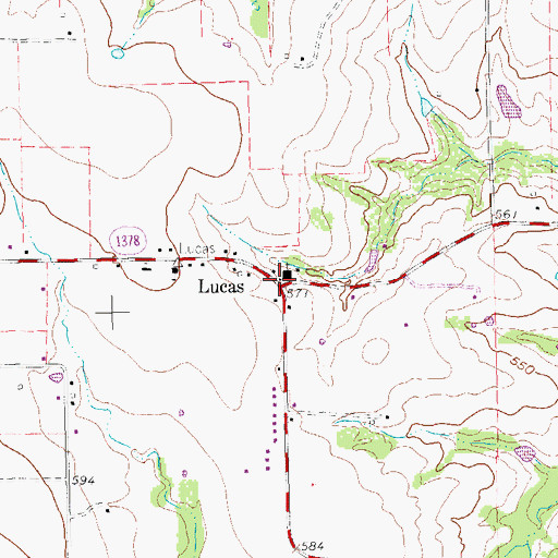 Topographic Map of Lucas, TX