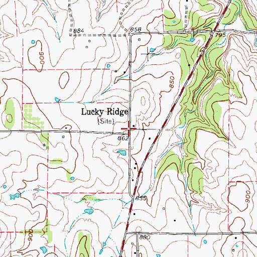 Topographic Map of Lucky Ridge, TX