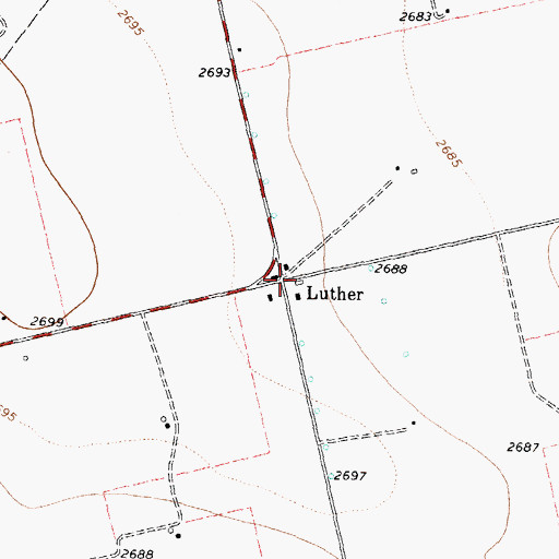 Topographic Map of Luther, TX