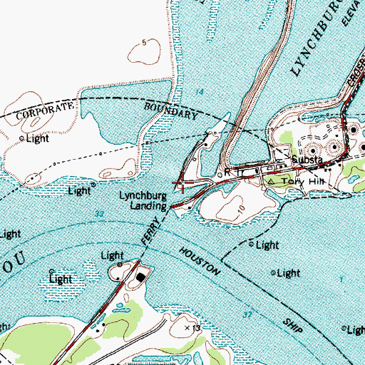 Topographic Map of Lynchburg Landing, TX