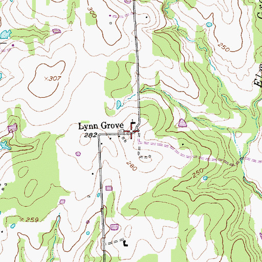 Topographic Map of Lynn Grove, TX